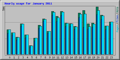 Hourly usage for January 2011