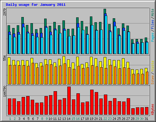 Daily usage for January 2011