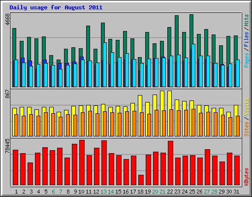 Daily usage for August 2011