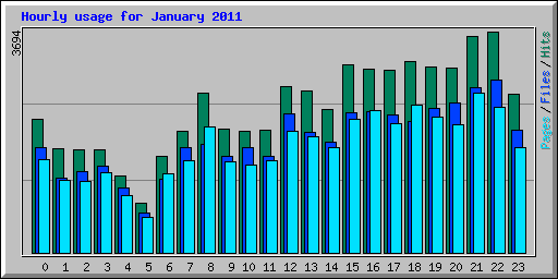 Hourly usage for January 2011