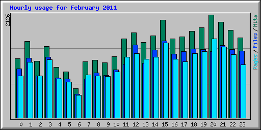 Hourly usage for February 2011