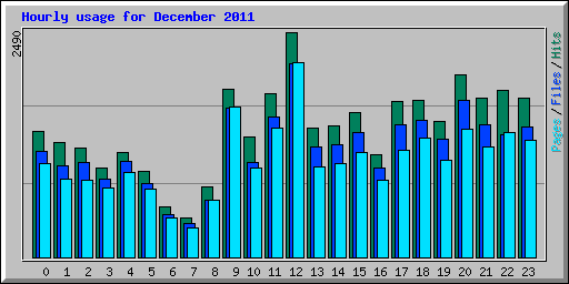 Hourly usage for December 2011