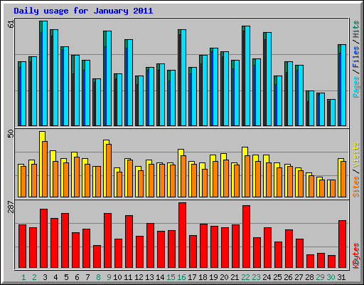 Daily usage for January 2011