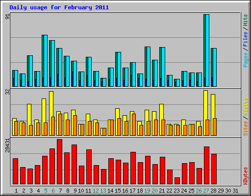 Daily usage for February 2011
