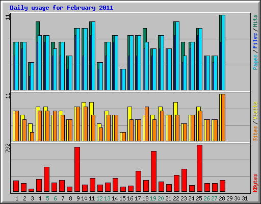 Daily usage for February 2011