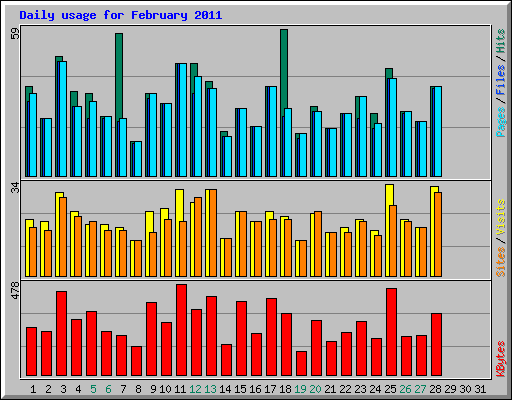 Daily usage for February 2011
