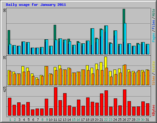 Daily usage for January 2011