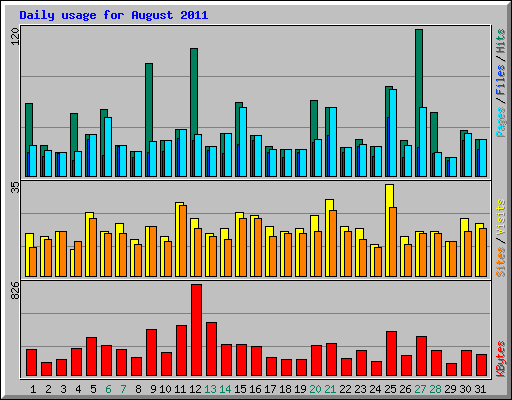 Daily usage for August 2011