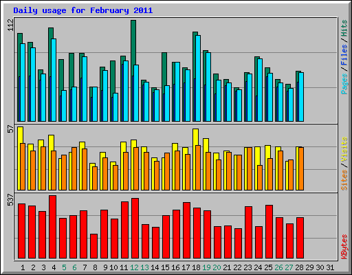 Daily usage for February 2011