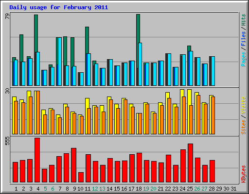 Daily usage for February 2011