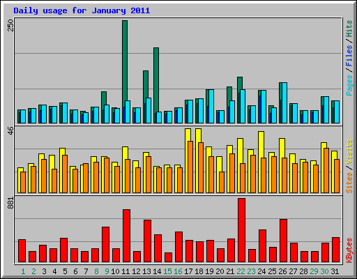 Daily usage for January 2011