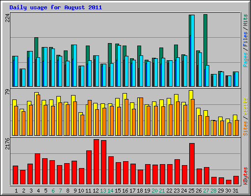 Daily usage for August 2011