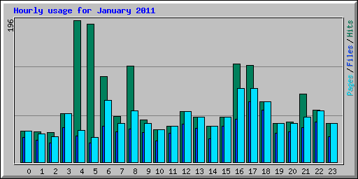 Hourly usage for January 2011