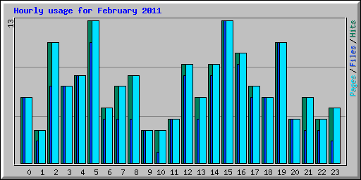 Hourly usage for February 2011