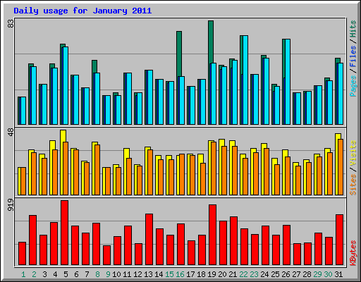 Daily usage for January 2011