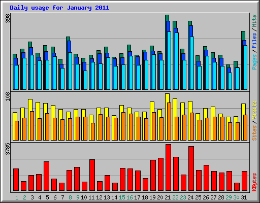 Daily usage for January 2011