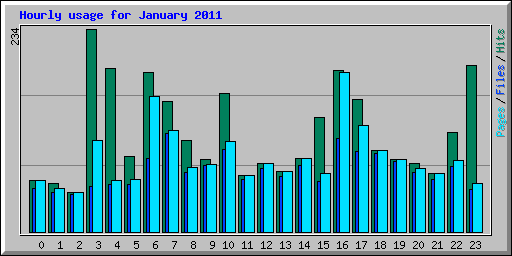 Hourly usage for January 2011