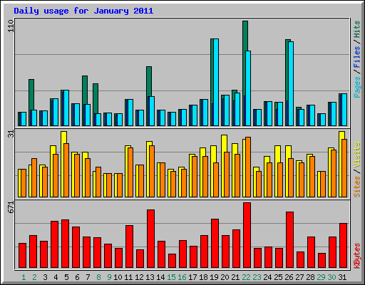 Daily usage for January 2011