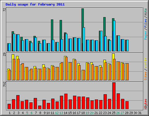 Daily usage for February 2011
