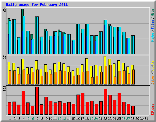 Daily usage for February 2011