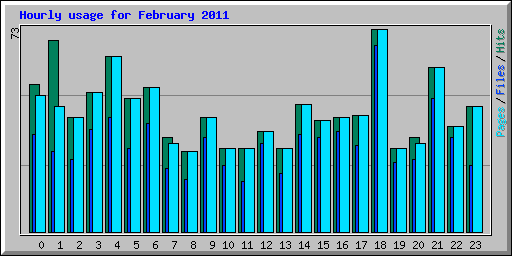 Hourly usage for February 2011