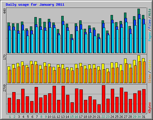 Daily usage for January 2011