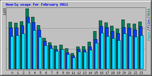 Hourly usage for February 2011
