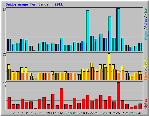 Daily usage for January 2011