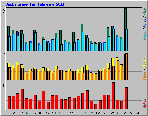 Daily usage for February 2011
