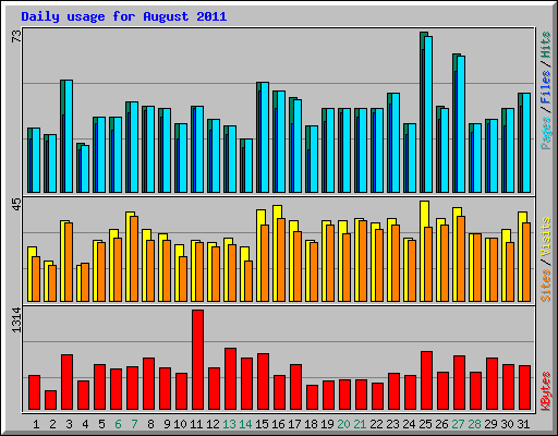 Daily usage for August 2011