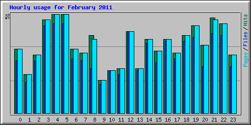 Hourly usage for February 2011