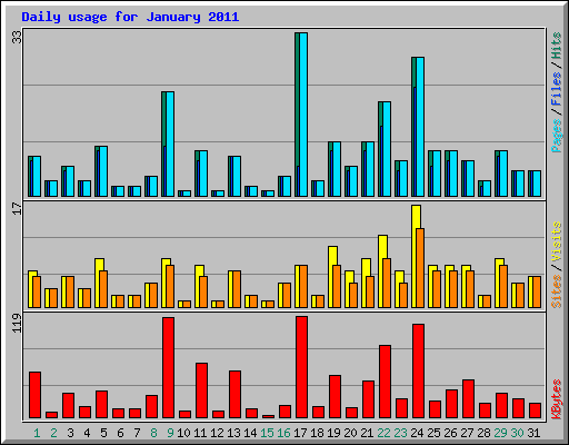 Daily usage for January 2011