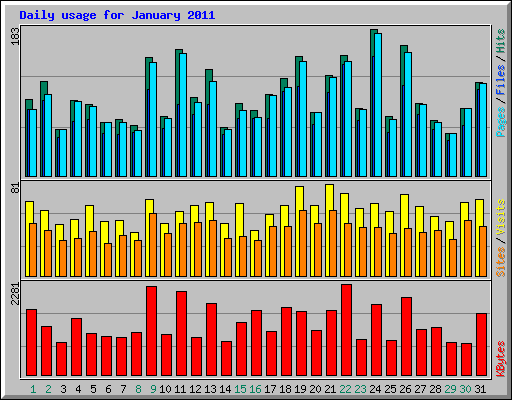 Daily usage for January 2011
