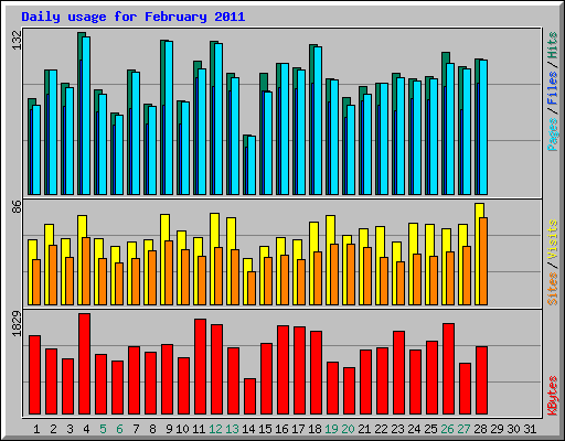 Daily usage for February 2011