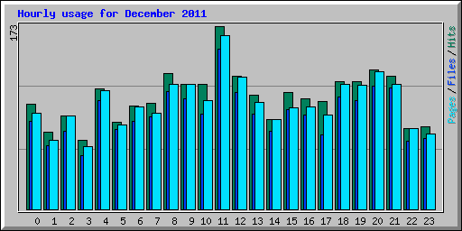Hourly usage for December 2011
