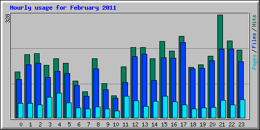 Hourly usage for February 2011