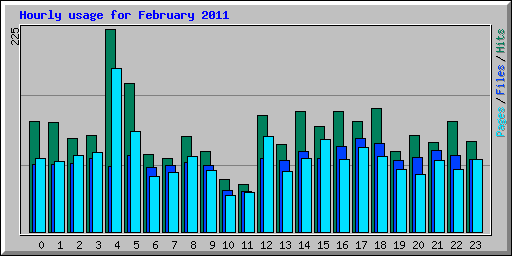 Hourly usage for February 2011