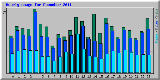 Hourly usage for December 2011