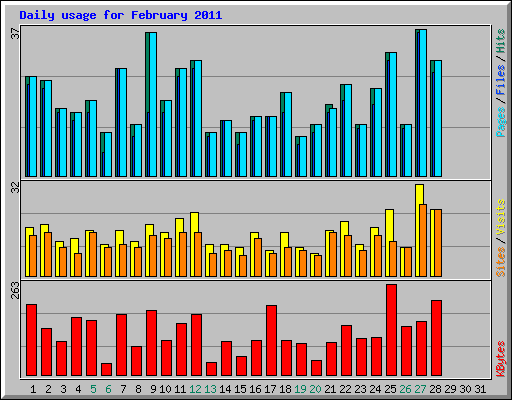 Daily usage for February 2011