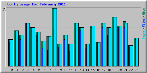Hourly usage for February 2011