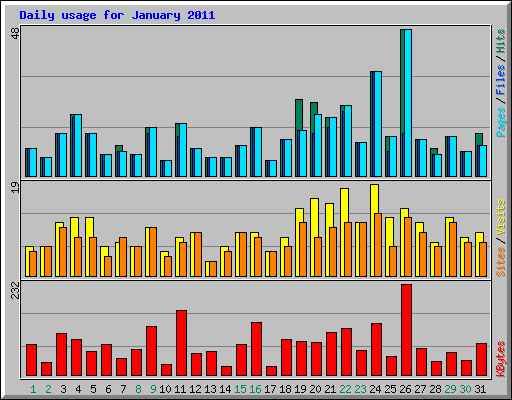 Daily usage for January 2011