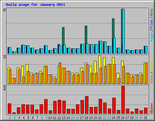 Daily usage for January 2011