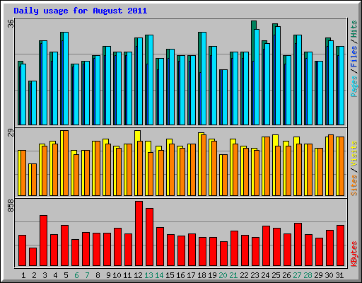 Daily usage for August 2011
