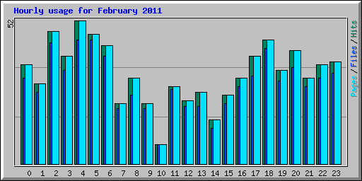Hourly usage for February 2011