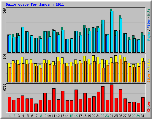 Daily usage for January 2011