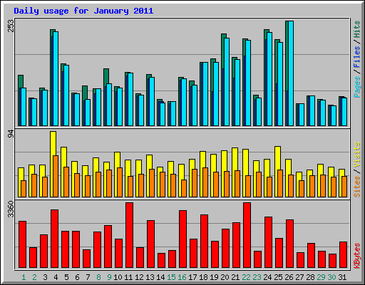 Daily usage for January 2011