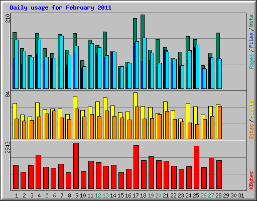 Daily usage for February 2011
