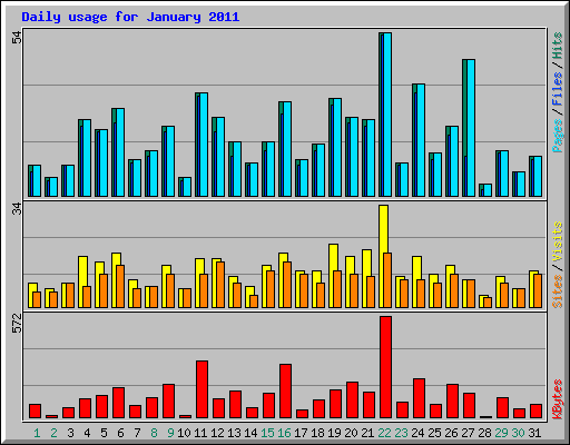 Daily usage for January 2011