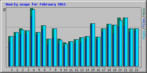 Hourly usage for February 2011