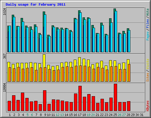 Daily usage for February 2011